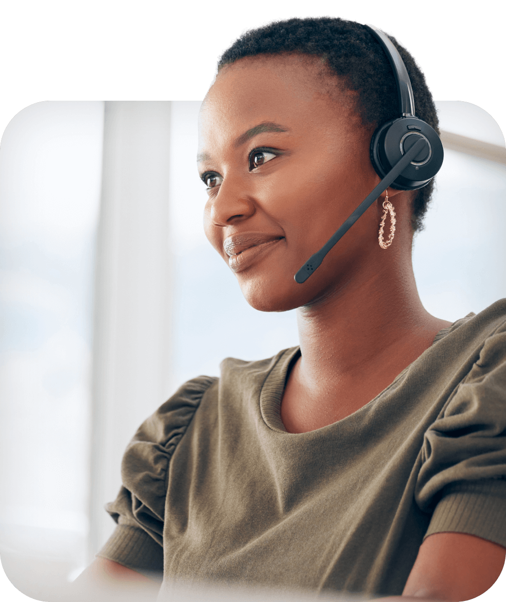 Automation in Contact Center Operations female employee wearing headset