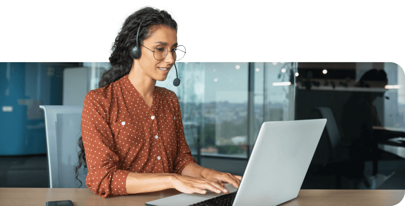 Contact Center Automation Woman on Computer