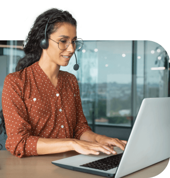 Contact Center Automation Woman on Computer